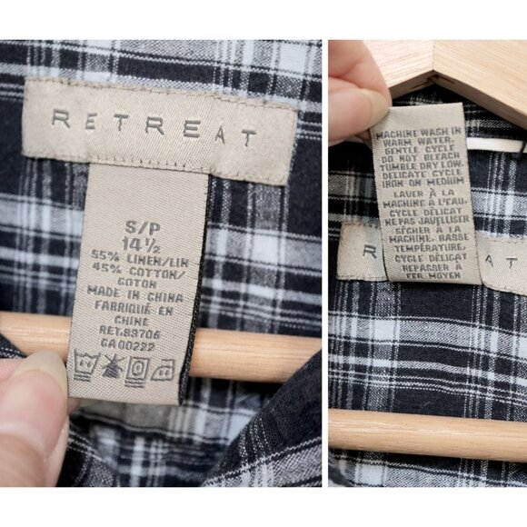 Men's Size Small Plaid Short Sleeve Button Down Shirt RETREAT - Picture 3 of 5